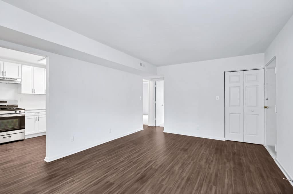 living room with hardwood floors | spark charlottesville apartments