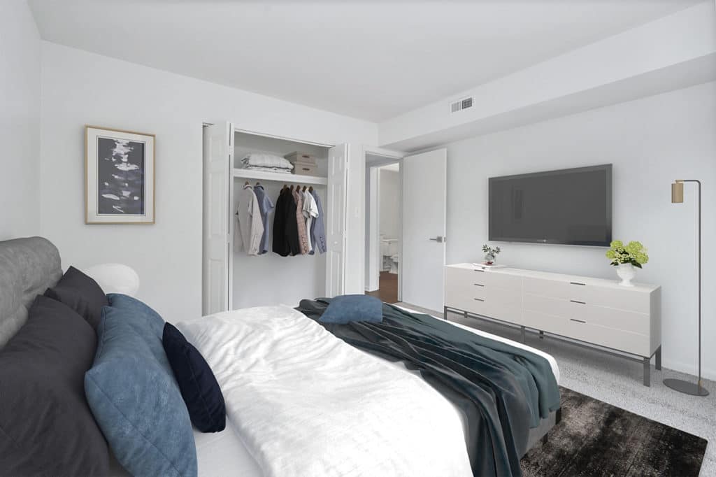 bedroom with closet | spark charlottesville apartments